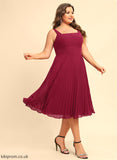 Vicky Chiffon Square Dress Neckline A-Line With Cocktail Dresses Cocktail Knee-Length Pleated