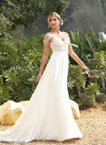 Train A-Line Lace Wedding Dresses Dress Sweep Aniyah With Chiffon Sequins Wedding V-neck Beading