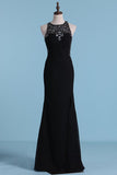 Mermaid Prom Dresses Scoop Chiffon With Beads And Slit Sweep