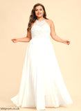Floor-Length Chiffon Wedding Dresses Wedding Kayden Neck A-Line Dress High Lace