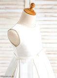Scoop Flower - Ruffles Neck Girl Satin Sleeveless Dress Kassandra Knee-length With Flower Girl Dresses A-Line/Princess