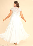 Asymmetrical Scoop Wedding Dresses Chiffon Jaslyn Neck A-Line Wedding Dress Lace
