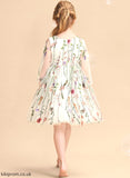 Ball-Gown/Princess Dress Lace Flower - Robin Neck Girl Scoop Long Knee-length Flower Girl Dresses Sleeves