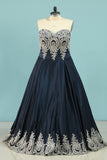 Prom Dresses Sweetheart Satin A-Line With Applique