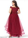 Dress A-Line Beading Tulle With Lace Bow(s) Cocktail Off-the-Shoulder Asymmetrical Kathy Cocktail Dresses Lace