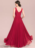 Neckline Length Fabric Pleated Silhouette Floor-Length SplitFront Embellishment V-neck A-Line Renee Bridesmaid Dresses