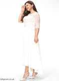 Asymmetrical Wedding Lace Dress Chiffon Neck With Sequins Chanel Wedding Dresses A-Line Beading Scoop
