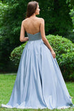 Strapless Long Prom Dress With Appliques, A Line Cheap Formal Dress With