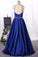 Spaghetti Straps Open Back Prom Dresses Satin With Beading