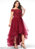 Dress A-Line Beading Tulle With Lace Bow(s) Cocktail Off-the-Shoulder Asymmetrical Kathy Cocktail Dresses Lace