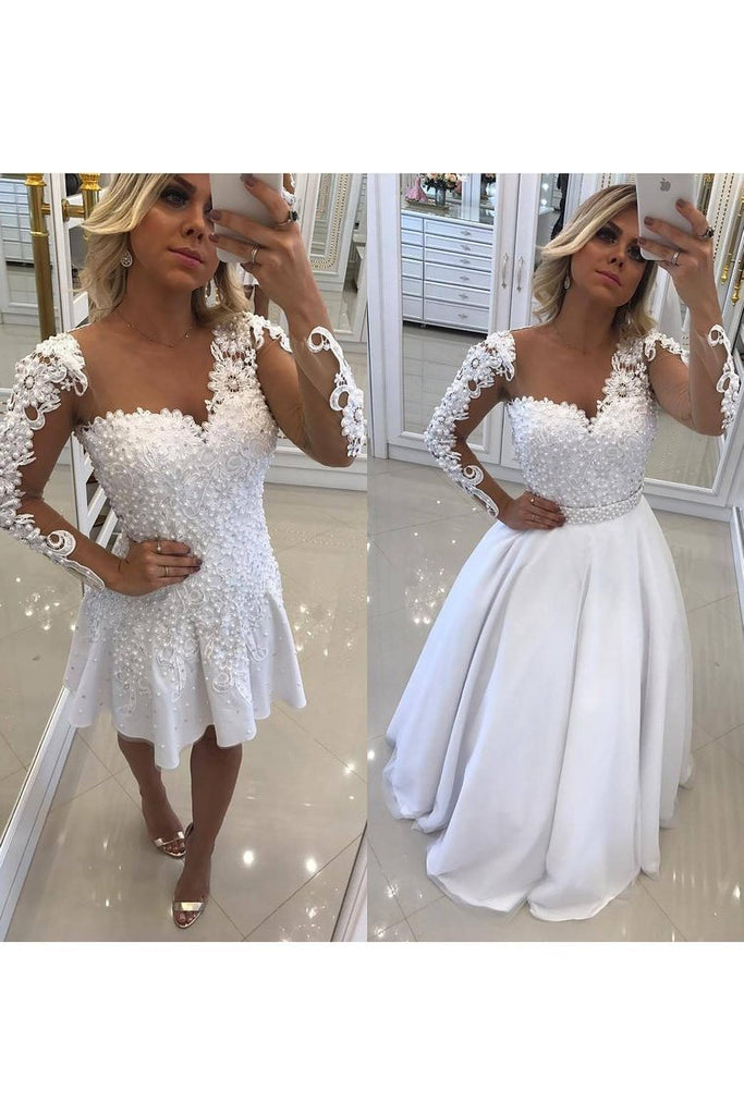Scoop Long Sleeves Prom Dresses A Line Tulle With Applique And