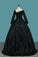 A Line Long Sleeves Satin Prom Dresses With Applique