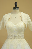 Open Back A Line Wedding Dresses Tulle With Applique And Beads Chapel