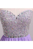 2024 Homecoming Dresses A Line Short/Mini Sweetheart Chiffon With Beads Color Lilac