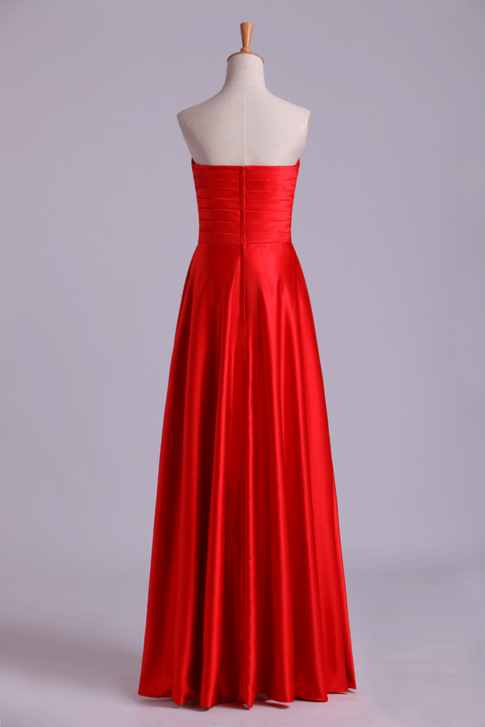 Sweetheart Prom Dresses Matching Pleated Bodice & Waistband Pick Up Long Trumpet Skirt Beaded