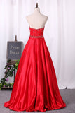 Sweetheart Prom Dress A-Line Lace Bodice With Satin Skirt