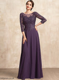 Chiffon Bride Mother of the Bride Dresses Dress Scoop Floor-Length Fatima of Mother Lace Sequins the With A-Line Neck