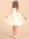 With Scoop Girl Sleeveless Neck - Flower Girl Dresses Satin/Tulle Flower Dress Knee-length Beading Kinsley A-Line