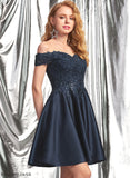 Lace Dress With Homecoming Dresses Homecoming Short/Mini A-Line Satin Off-the-Shoulder Mckenzie
