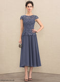 Ida Lace Tea-Length of Scoop Bride the Mother Dress Chiffon Neck A-Line Mother of the Bride Dresses