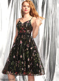 Knee-Length Lace Beading Sequins V-neck Homecoming Dresses A-Line With Homecoming Lace Norah Dress