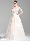 Appliques Train Bow(s) Tulle Cailyn Sequins Lace Ball-Gown/Princess V-neck Beading Wedding With Dress Wedding Dresses Court