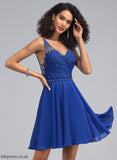 Homecoming Dresses Homecoming Short/Mini Beading Lace With V-neck A-Line Dress Macy Chiffon
