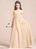 Mollie With Ruffle Off-the-Shoulder A-Line Junior Bridesmaid Dresses Floor-Length Chiffon