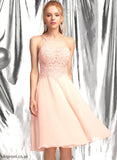 Knee-Length A-Line Neck Scoop With Homecoming Dresses Raven Chiffon Homecoming Dress Beading Lace