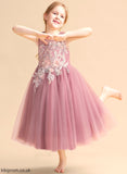 Girl Lace/Beading Tulle - Scoop With Neck Flower Tea-length Sleeveless Dress Ball-Gown/Princess Flower Girl Dresses Celeste