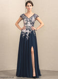 V-neck Aspen of Front the Chiffon Mother of the Bride Dresses With Lace Dress A-Line Split Floor-Length Mother Bride