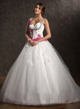 Appliques Ruffle Tulle Wedding With Dress Chapel Ball-Gown/Princess Bow(s) Lace Elena Wedding Dresses Train Sweetheart
