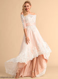 Lilia Satin Wedding Dress Lace With Sequins Tulle Asymmetrical A-Line Wedding Dresses