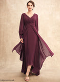 A-Line Alessandra Mother of the Bride Dresses Chiffon V-neck the Ruffle With of Mother Bride Asymmetrical Dress