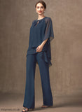 the Neck of Jumpsuit/Pantsuit Mother of the Bride Dresses Sequins Beading Dress Jode Scoop Mother Bride Chiffon With