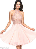 Lace Jaylee Dress Chiffon With Homecoming A-Line Knee-Length Halter Beading Homecoming Dresses