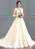 Wedding Ball-Gown/Princess Tulle Illusion Dress Emmy Lace Train Court Wedding Dresses