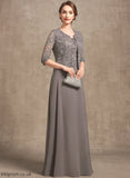 A-Line Dress Reyna Mother Floor-Length Mother of the Bride Dresses of Lace the Chiffon Bride Square Neckline