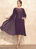 Mother of the Bride Dresses Dress Knee-Length Mother Bride the With Lace Chiffon Beading of Melody Neck Sheath/Column Scoop