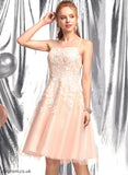 Tulle Neckline Homecoming Dresses Knee-Length Dress With A-Line Square Homecoming Lace Mariyah Beading