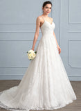 Ruffle Train Wedding Sweep Milagros With Wedding Dresses Dress Sweetheart Lace A-Line