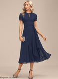 Neck Victoria Ruffle Cocktail Dresses Scoop A-Line With Tea-Length Chiffon Cocktail Dress