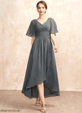 Mother of the Bride Dresses the With Beading Shania V-neck Chiffon Dress of Mother Bride Ruffle Asymmetrical A-Line