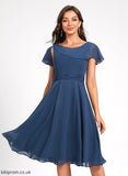 Knee-Length Cocktail Dresses Dress Pleated Cocktail With Angel Scoop Neck Ruffle Chiffon A-Line