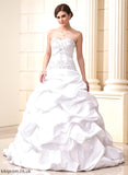 Wedding Dresses Train Satin Ruffle Sweetheart Ball-Gown/Princess Sequins Wedding Dakota Dress Beading Appliques With Lace Court