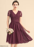 Jazmine V-neck Chiffon Lace Lace Cocktail Dresses Knee-Length With Cocktail A-Line Dress