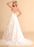 Wedding Dresses Lace Court Tulle Wedding With Train V-neck Kyra Ball-Gown/Princess Pockets Dress Beading