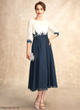 Mother of the Bride Dresses Tea-Length Scoop Shayla of Chiffon Neck A-Line Lace Mother the Dress Bride