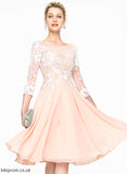 Lace A-Line Scoop Cocktail Dress With Knee-Length Neck Chiffon Yadira Lace Cocktail Dresses