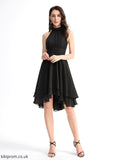 Chiffon Asymmetrical A-Line Cocktail Dresses Raina With Neck Scoop Cocktail Dress Pleated